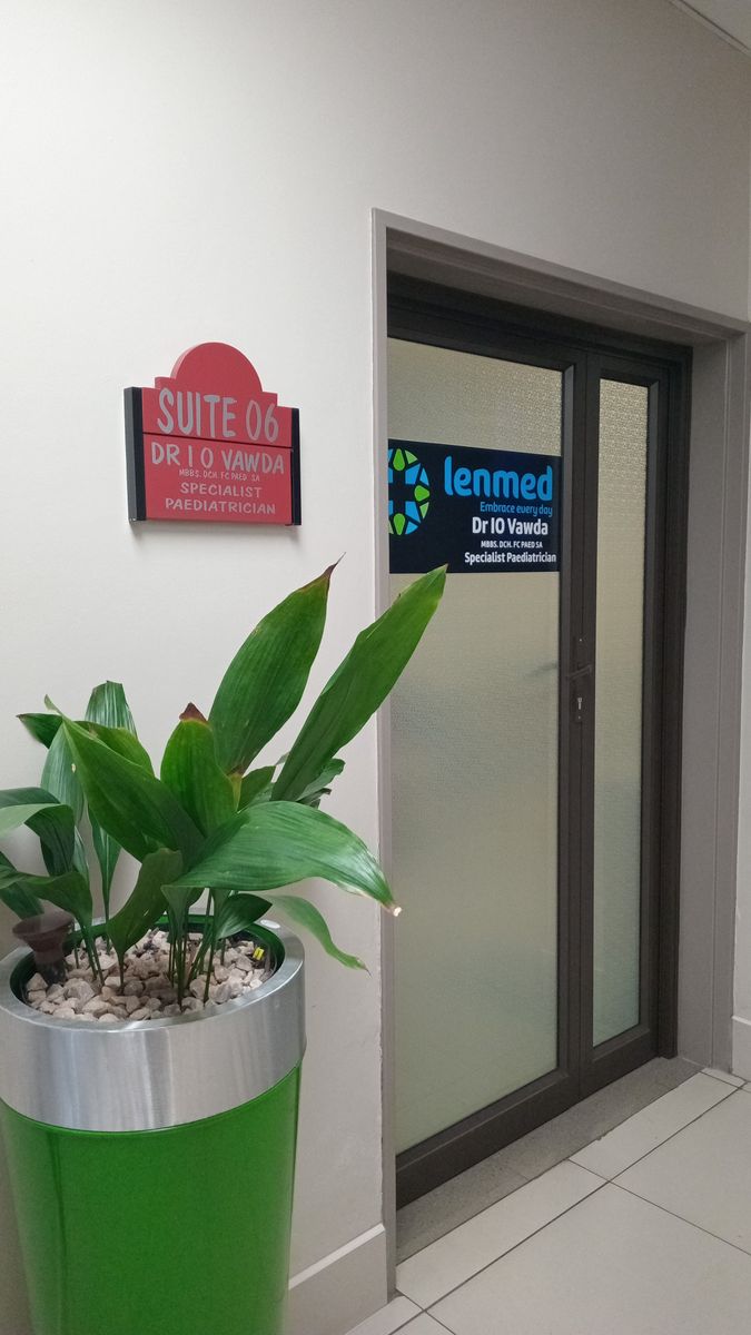 Entrance to Suite 6, Dr I O Vawda's rooms at La Verna Medical Centre